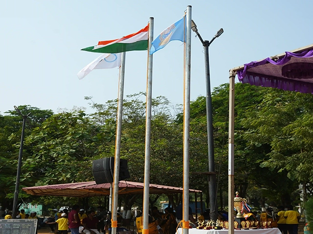 The school flag is proudly hoisted to mark the beginning of the grand annual sports event in Avadi.