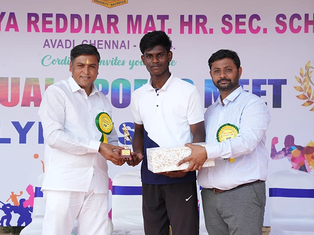 Students actively compete and receive awards during the school's annual sports meet & events Avadi.