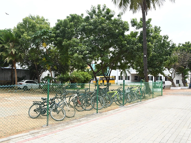 Well-organized and safe school parking area ensuring secure vehicle access for students and staff