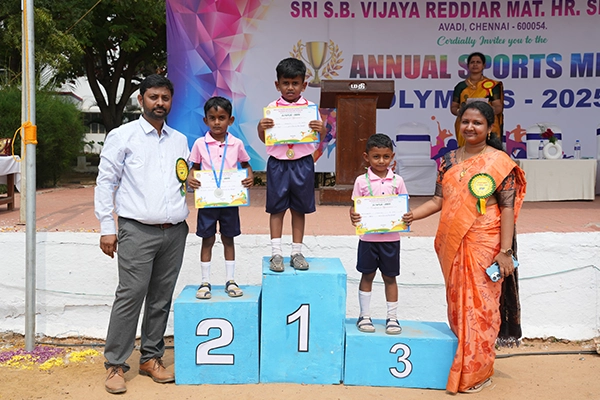 Students competing in track & field events during SBVR School's annual sports day celebration, Avadi